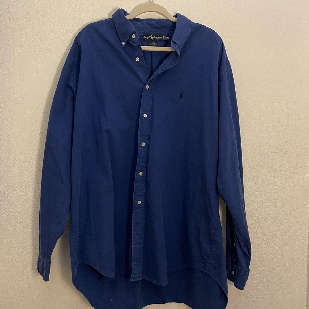 Ralph Lauren Polo Men's BLAIRE 100% Cotton Royal Blue Long sleeved Shirt XXL